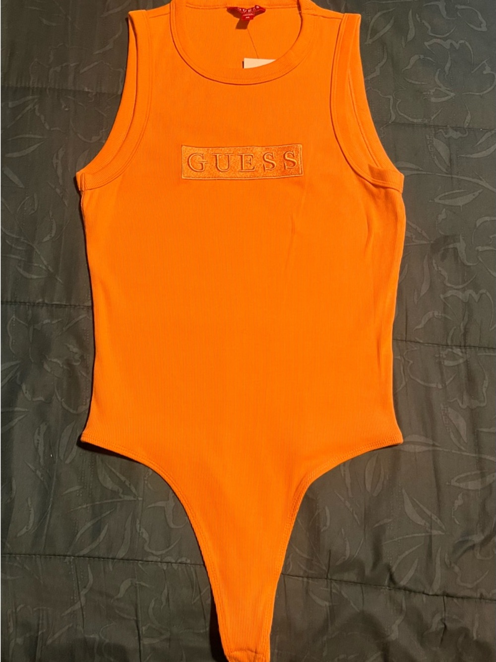 GUESS Yellow Orange Ribbed Tank Bodysuit